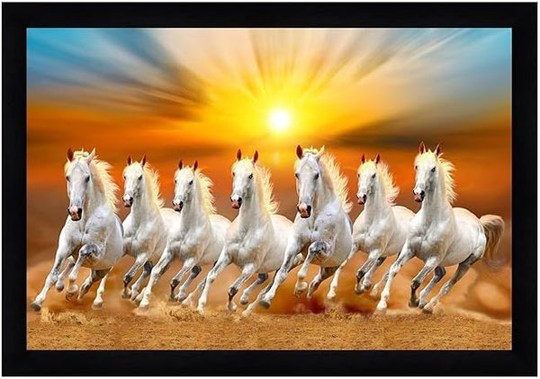 Shubhspace Seven Running Horses Wall Painting